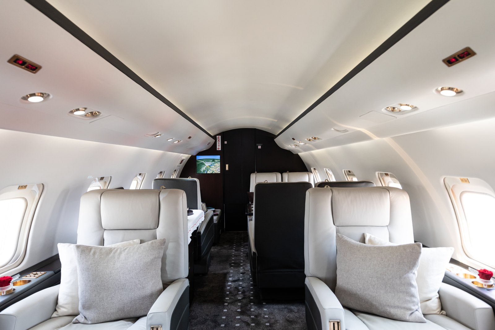 Real handcrafted executive jet cabin interior and VIP amenities at EBACE Geneva